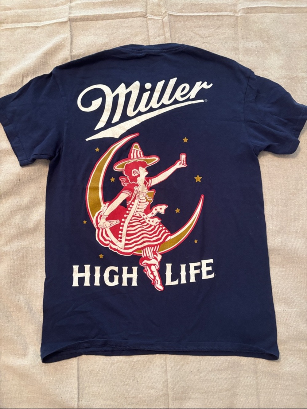 Miller High Life Navy Graphic T shirt moon witch S